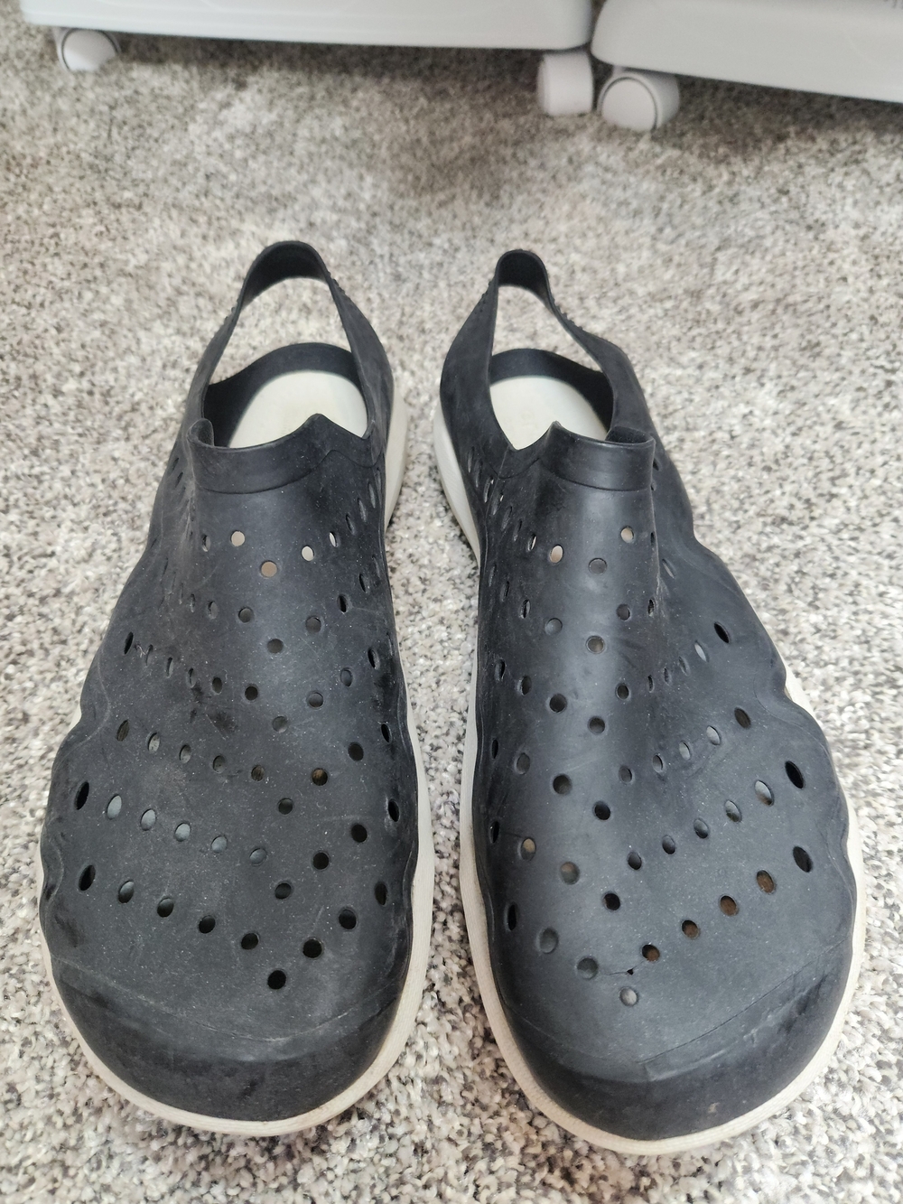 CROCS Black Perforated Slip-On Clog with White Sole